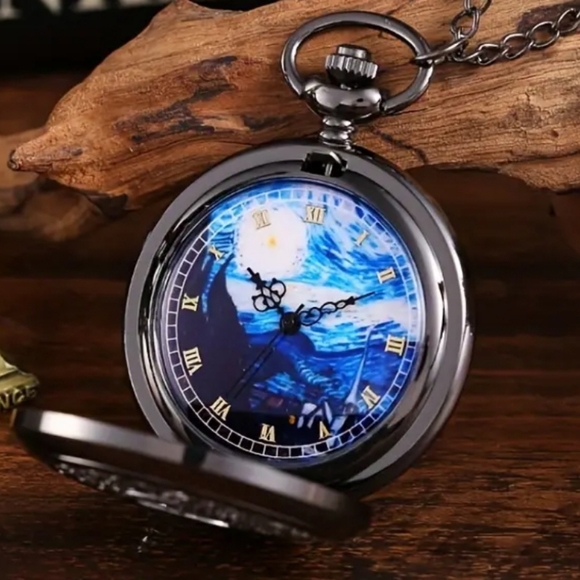 New Starry sky Roman numeral Quartz Pocket Watch Necklace Chai… - Picture 1 of 5